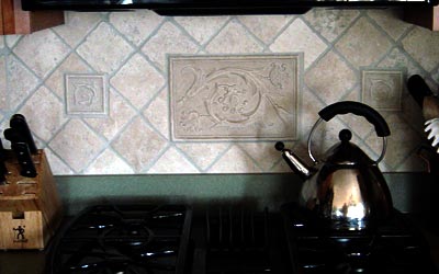 Large Roma Stone (8x12), with leaves, focal point in center wall