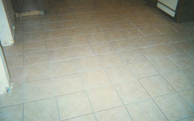 Ceramic tile spaced and placed, pre-grout