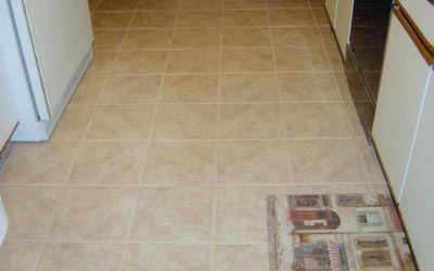 Tile Floors  Kitchen on Finished Ceramic Tile Kitchen Floor With Child